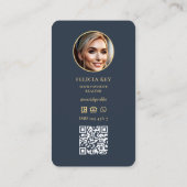 Realtor Hypotheek Makelaar Elegante Donkerblauwe G Visitekaartje (Achterkant)