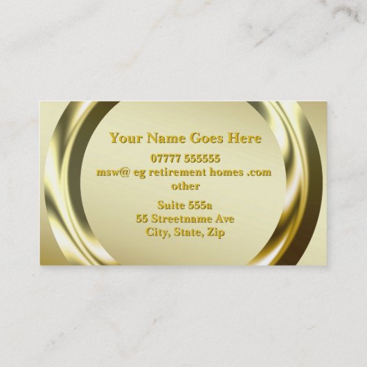 Realtor/hypotheekmakelaar Deluxe Gold Ring Thema Visitekaartje (Achterkant)