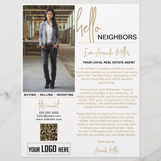 Realtor Introductie Vastgoed Farming Letter Flyer (Voorkant)