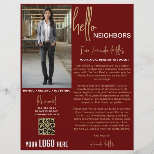 Realtor Introductie Vastgoed Farming Letter Flyer (Voorkant)