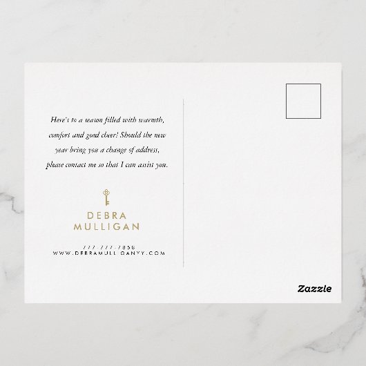 Realtor kerstFeestdagen Briefkaart - Gold Foil (Achterkant)