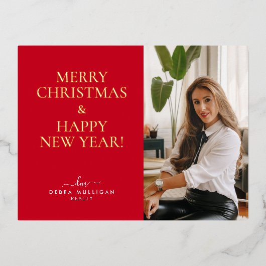 Realtor kerstFeestdagen Briefkaart - Gold Foil (Voorkant)