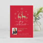 Realtor Kerstmis Briefkaart - Joy aan de wereld! (Staand voorkant)
