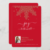 Realtor Kerstmis Briefkaart - Joy to world (Voorkant / Achterkant)