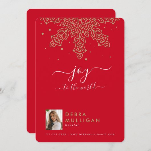 Realtor Kerstmis Briefkaart - Joy to world (Voorkant / Achterkant)