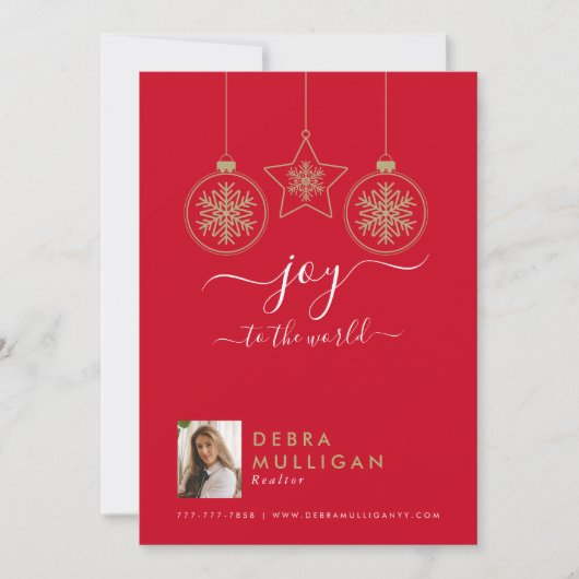Realtor Kerstmis Briefkaart - Joy to world (Voorkant)
