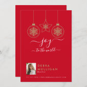 Realtor Kerstmis Briefkaart - Joy to world (Voorkant / Achterkant)