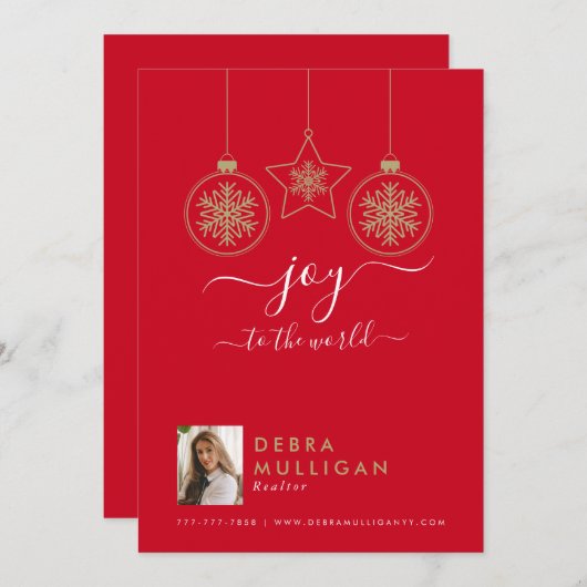 Realtor Kerstmis Briefkaart - Joy to world (Voorkant / Achterkant)