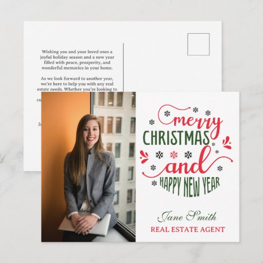 Realtor Kerstmis Feestdagenkaart (Voorkant / Achterkant)