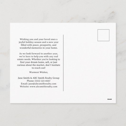 Realtor Kerstmis Feestdagenkaart (Achterkant)