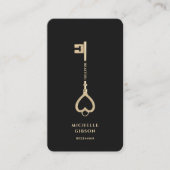 Realtor Key House Logo Modern Zwart Goud Visitekaartje (Voorkant)