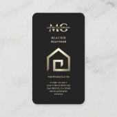 Realtor Key House Logo Modern Zwart Goud Visitekaartje (Achterkant)