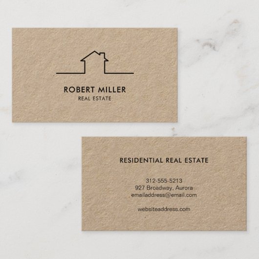 Realtor Kraft, Logo voor onroerend goed Visitekaartje (Voorkant / Achterkant)