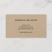 Realtor Kraft, Logo voor onroerend goed Visitekaartje (Achterkant)