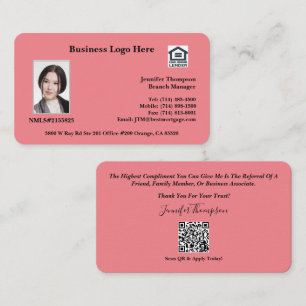 Realtor, leningfunctionaris, Visitekaartje verzeke