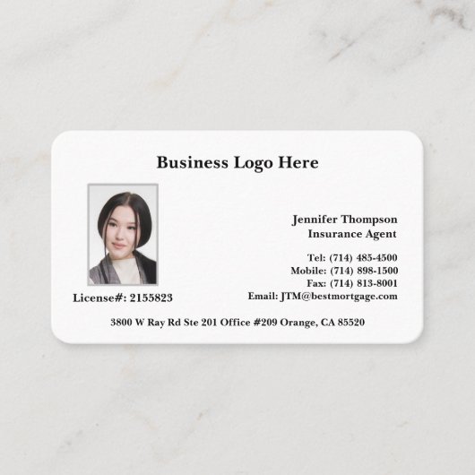 Realtor, leningfunctionaris, Visitekaartje verzeke (Voorkant)
