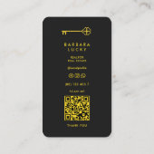 Realtor Lucky Clover Key Geel Classic Modern Visitekaartje (Achterkant)