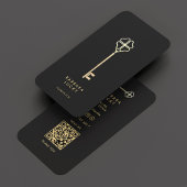 Realtor Makelaar Elegant Zwart Goud Sleutel Visitekaartje