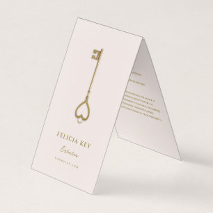 Realtor Makelaar Gouden Sleutel QR Blush Roze Visitekaartje