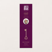 Realtor Makelaar Gouden Sleutel QR Paarse Visitekaartje (Buitenkant ongevouwen)