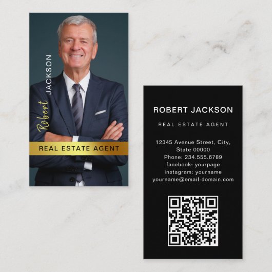 Realtor Makelaar Professionele QR Code Visitekaartje (Voorkant / Achterkant)