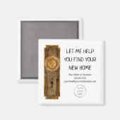 Realtor Marketing Contact Oude  deurknop Magneet (Voorkant / Achterkant)