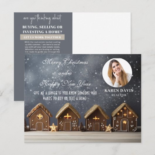 Realtor Marketing Kerst Vakantie Briefkaart (Voorkant / Achterkant)