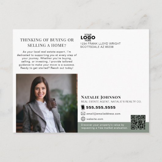 Realtor Marketing Logo Real Estate Farming Mailer Briefkaart (Achterkant)