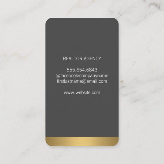 Realtor Metallic Trim | Eigendomspictogram Visitekaartje (Achterkant)