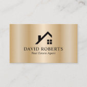 Realtor Modern Gold House Logo Real Estate Visitekaartje (Voorkant)