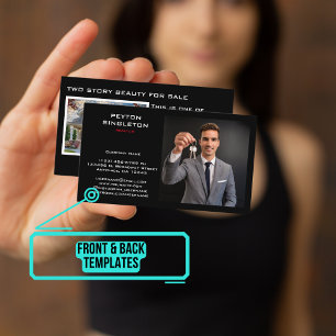 Realtor Modern Zwart met Home Foto Visitekaartje