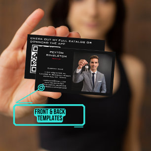 Realtor Modern Zwart met URL QR Code Visitekaartje