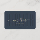 Realtor Monogram Elegant Modern Donkerblauw Visitekaartje (Voorkant)