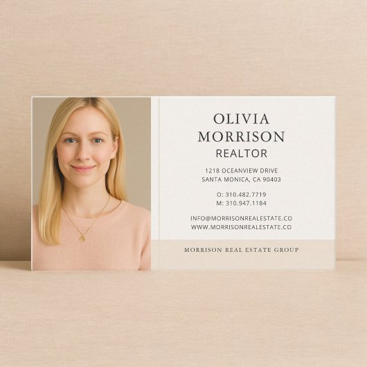 Realtor Neutral Beige Photo Visitekaartje