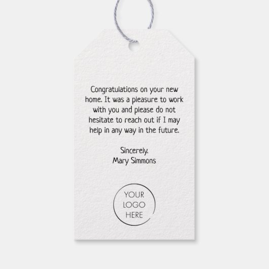 Realtor New Home Gefeliciteerd Housewarming Cadeaulabel (Achterkant)