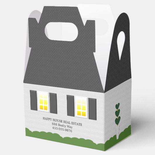 Realtor Open Huis Blauwe Deur Witte Huis Bedankdoosjes (Geopend)