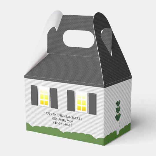 Realtor Open Huis Blauwe Deur Witte Huis Bedankdoosjes (Voorkant Zijde)