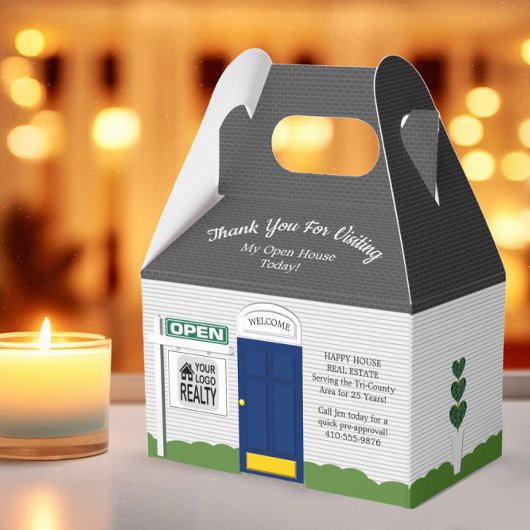Realtor Open Huis Blauwe Deur Witte Huis Bedankdoosjes