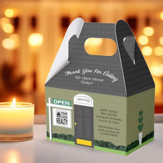 Realtor Open Huis Houten Teken Grijs Huis Geschenk Bedankdoosjes
