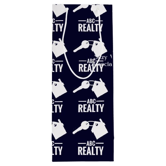 Realtor Photo Navy Logo Wijn Cadeautas (Achterkant)