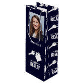 Realtor Photo Navy Logo Wijn Cadeautas (Voorkant Gekanteld)