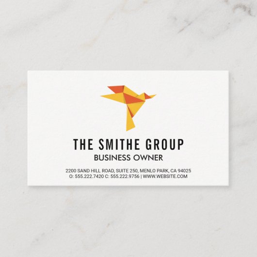 Realtor Piccon Origami Bird Pictogram Visitekaartje (Voorkant)