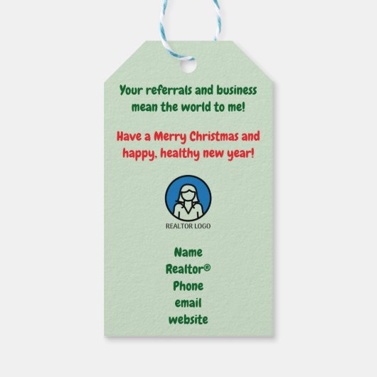 Realtor Pop-By Afsluiten van het jaar Kerstmis Dec Cadeaulabel (Achterkant)