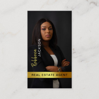 Realtor Real Estate Agent Add Photo Monogram Visitekaartje