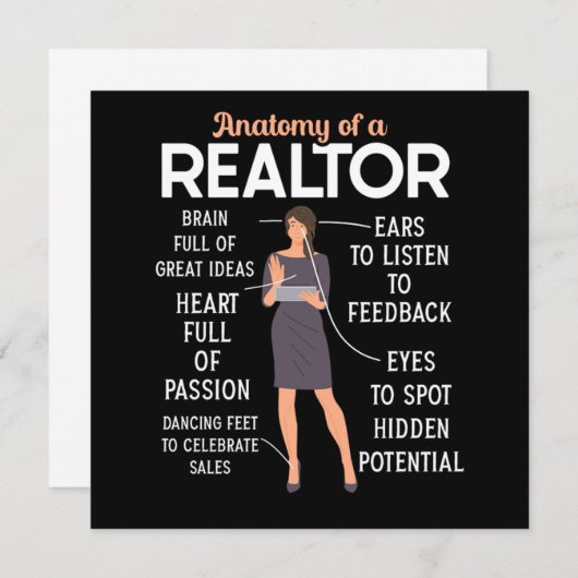 Realtor Real Estate Agent Anatomie of a Realtor Cu Kaart (Voorkant / Achterkant)