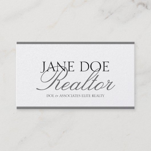 Realtor Real Estate Broker Sales Silver Script Plt Visitekaartje (Voorkant)