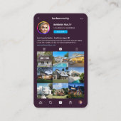 Realtor Real Estate Elegant Donker Paarse IG Grid Visitekaartje (Voorkant)