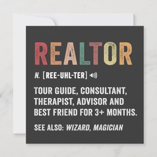 Realtor Real Estate Funny Quote Card (Voorkant)