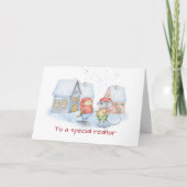 Realtor Schattige Mouse en Bird Christmas Bedankt Kaart (Voorkant)