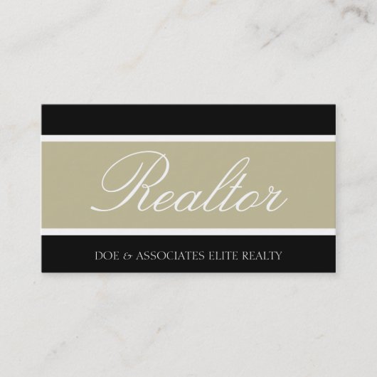 Realtor Script Tan Banner Visitekaartje (Voorkant)
